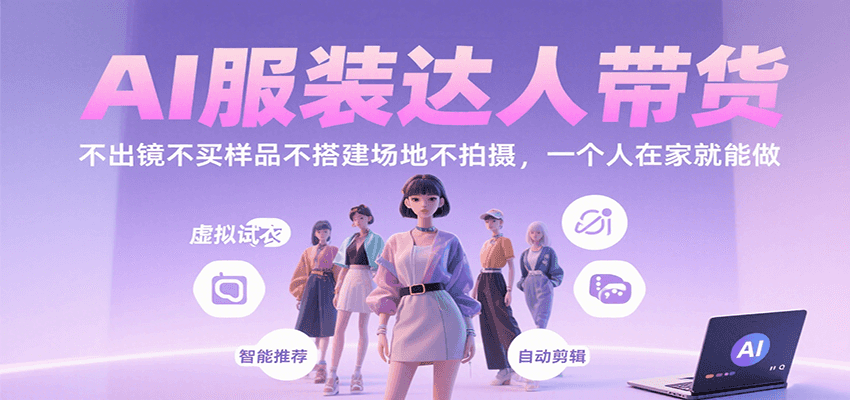AI服装达人带货，不出镜不买样品不搭建场地不拍摄，一个人在家就能做-知创网
