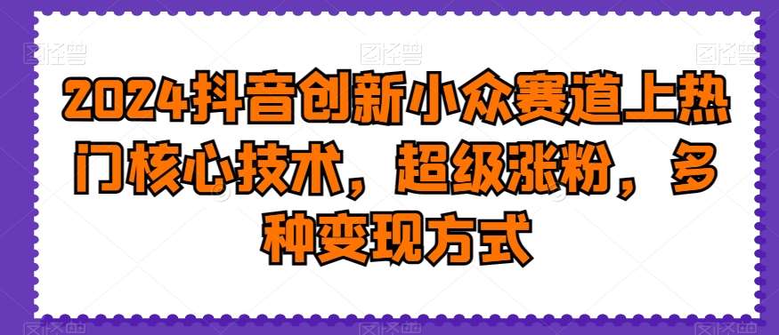 2024抖音创新小众赛道上热门核心技术，超级涨粉，多种变现方式【揭秘】-知创网