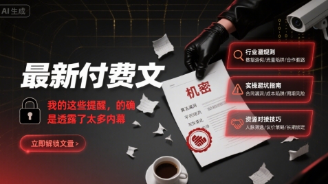 最新付费文：我的这些提醒，的确是透露了太多内幕-知创网