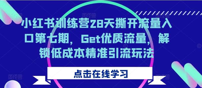 小红书训练营28天撕开流量入口第七期,Get优质流量,解锁低成本精准引流玩法-知创网