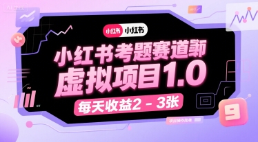 小红书考题赛道虚拟项目1.0，项目操作简单，每天收益2-3张-知创网