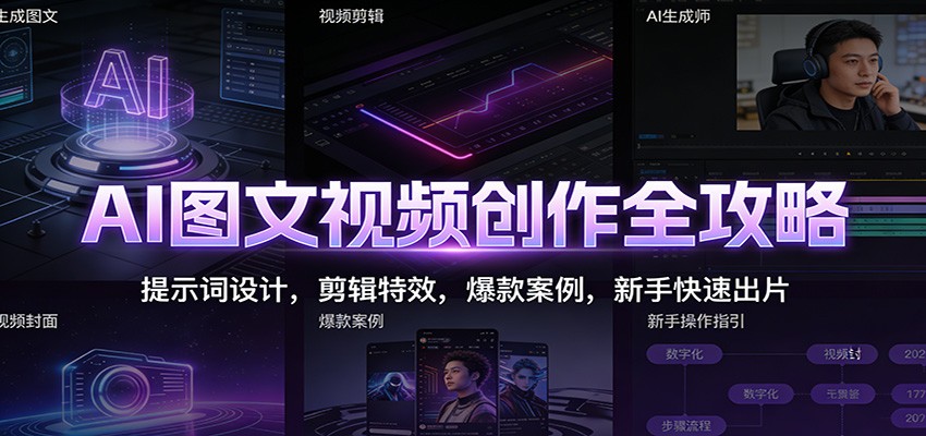 AI图文视频创作全攻略：提示词设计，剪辑特效，爆款案例，新手快速出片-知创网