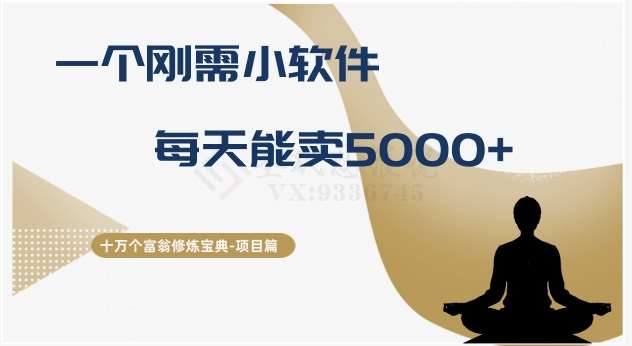 十万个富翁修炼宝典之17.一个刚需小软件，每天能卖5000+-知创网