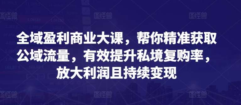 全域盈利商业大课，帮你精准获取公域流量，有效提升私境复购率，放大利润且持续变现-知创网