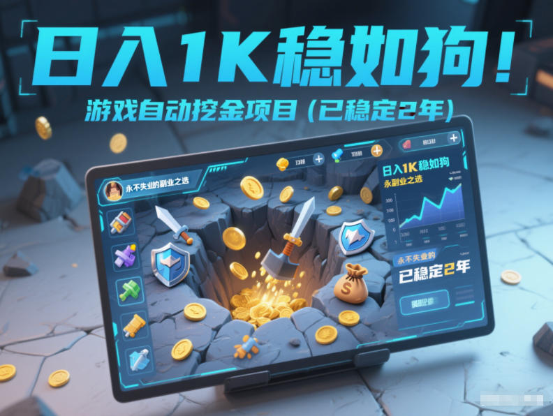 日入1K稳如狗！游戏自动挖金项目（已稳定2年），永不失业的副业之选【揭秘】-知创网