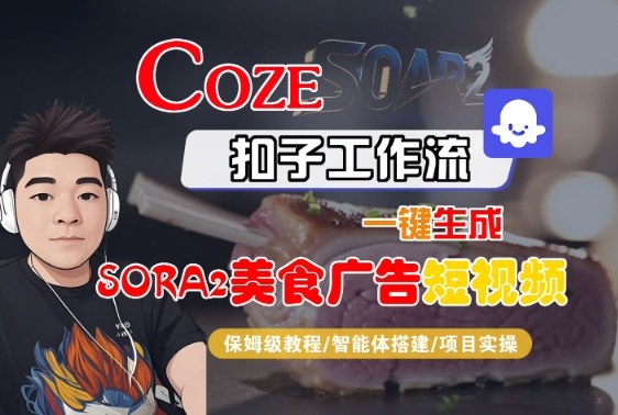 Coze扣子智能体工作流一键生成“SORA2美食广告“短视频，全流程保姆级教学-知创网