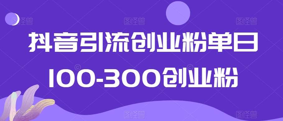 抖音引流创业粉单日100-300创业粉【揭秘】-知创网