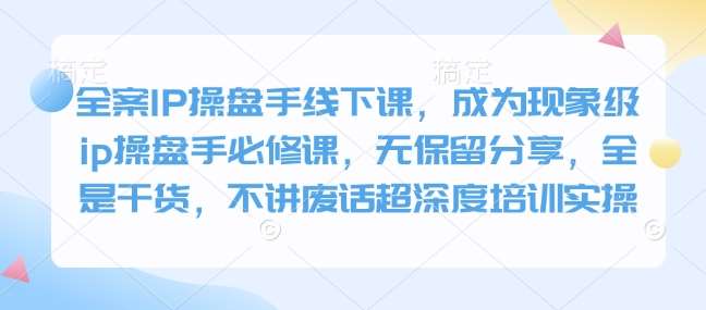 全案IP操盘手线下课，成为现象级ip操盘手必修课，无保留分享，全是干货，不讲废话超深度培训实操-知创网