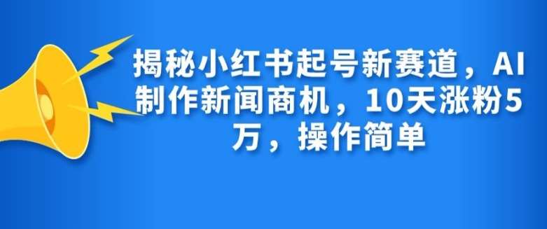 揭秘小红书起号新赛道，AI制作新闻商机，10天涨粉1万，操作简单-知创网