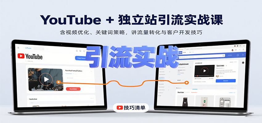 YouTube+独立站引流实战课：含视频优化、关键词策略，讲流量转化与客户开发技巧-知创网
