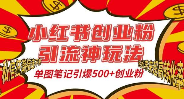 小红书创业粉引流神玩法，单图笔记引爆500+精准创业粉丝，私信狂潮接连不断-知创网