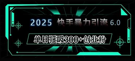 2025年快手6.0保姆级教程震撼来袭，单日狂吸300+精准创业粉-知创网