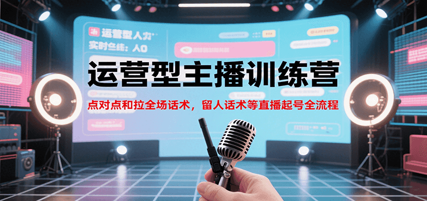 运营型主播训练营，点对点和拉全场话术，留人话术等直播起号全流程（更新7月）-知创网