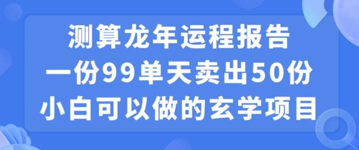 小白可做的玄学项目,出售”龙年运程报告”一份99元单日卖出100份利润9900元,0成本投入【揭秘】-知创网