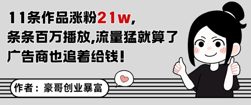 11条作品涨粉21W，条条百W播放，流量猛就算了，广告商也追着给钱-知创网
