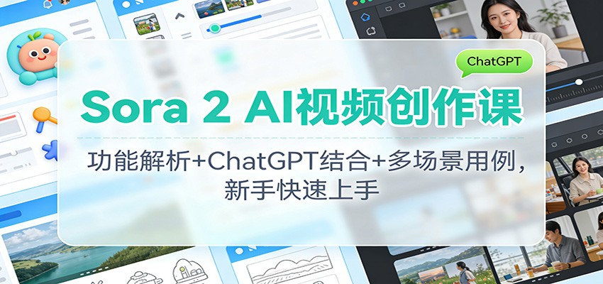 Sora 2 AI视频创作课：功能解析+ChatGPT结合+多场景用例，新手快速上手-知创网