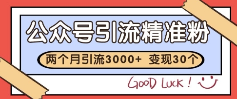公众号精准粉引流玩法，2个月3000+精准粉，变现30个W【揭秘】-知创网
