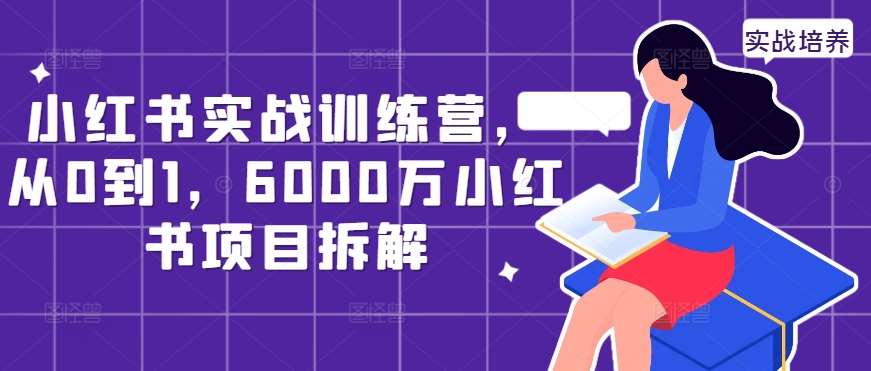 小红书实战训练营,从0到1,6000万小红书项目拆解-知创网