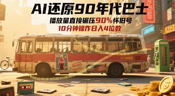 AI还原90年代巴士，一帧就让70后泪崩，播放量直接碾压90%怀旧号，每天操作十分钟，日入四位数-知创网