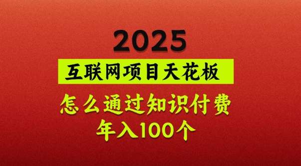 2025项目天花板，普通怎么通过知识付费翻身，年入百个【揭秘】-知创网
