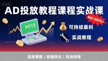 AD投放教程课程实战课，实现广告ROI300%+可持续暴利-知创网