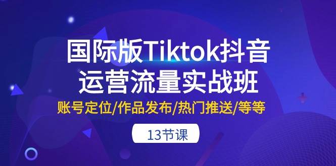 （10712期）国际版Tiktok抖音运营流量实战班：账号定位/作品发布/热门推送/等等-13节-知创网