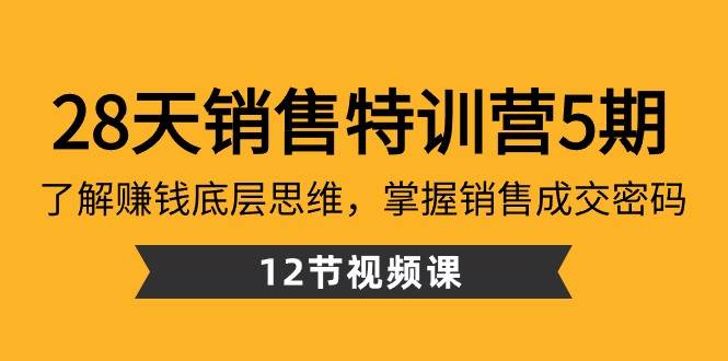 28天销售特训营5期：了解赚钱底层思维，掌握销售成交密码（12节课）-知创网
