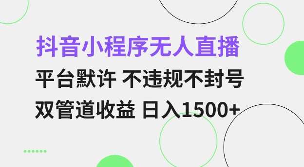 抖音小程序无人直播 平台默许 不违规不封号 双管道收益 日入多张 小白也能轻松操作【仅揭秘】-知创网