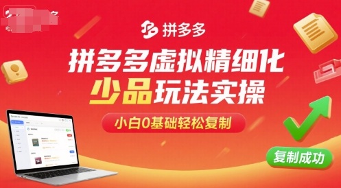 拼多多虚拟精细化少品玩法实操,小白0基础轻松复制-知创网