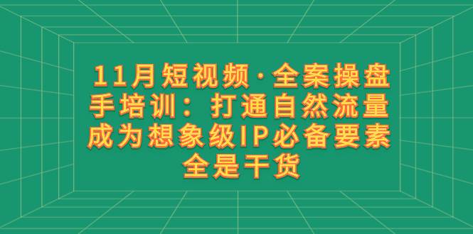 （8182期）11月短视频·全案操盘手培训：打通自然流量 成为想象级IP必备要素 全是干货-知创网