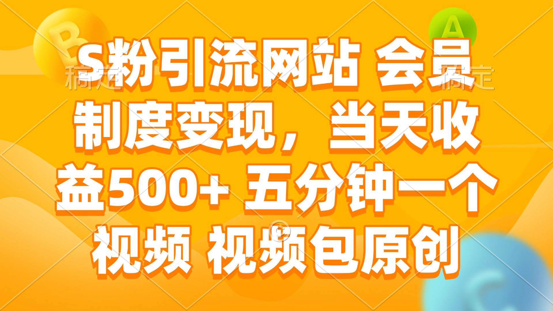 (14129期)S粉引流网站 会员制度变现,当天收益500+ 五分钟一个视频 视频包原创-知创网