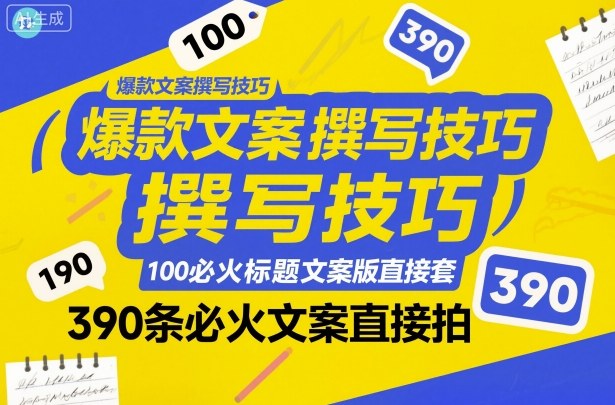 爆款文案撰写技巧，100个必火标题文案模版直接套，390条必火文案直接拍-知创网