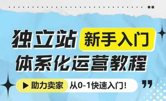 独立站新手入门体系化运营教程，助力独立站卖家从0-1快速入门!-知创网
