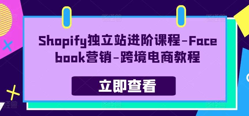 Shopify独立站进阶课程-Facebook营销-跨境电商教程-知创网