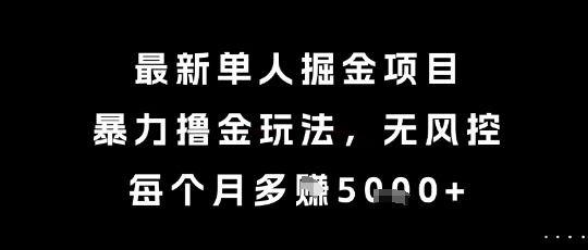 最新单人掘金项目，暴力撸金玩法，无风控，每个月多挣5k+【揭秘】-知创网