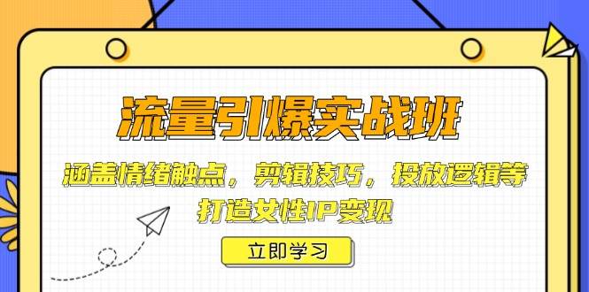 （14008期）流量引爆实战班，涵盖情绪触点，剪辑技巧，投放逻辑等，打造女性IP变现-知创网