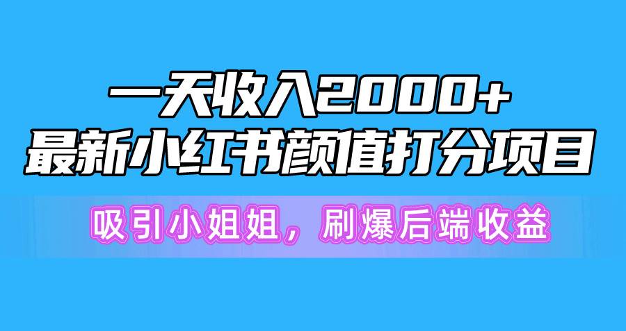（10187期）一天收入2000+，最新小红书颜值打分项目，吸引小姐姐，刷爆后端收益-知创网
