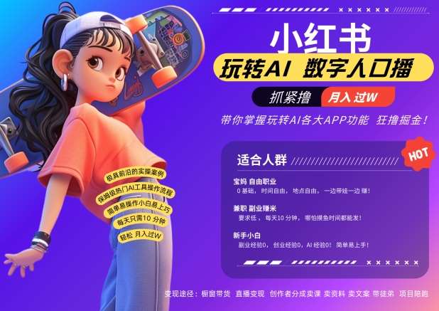 小红书数字人暴力起号，AI改写文案，再也不用费劲录口播，流量火爆月入破W轻松拿捏-知创网