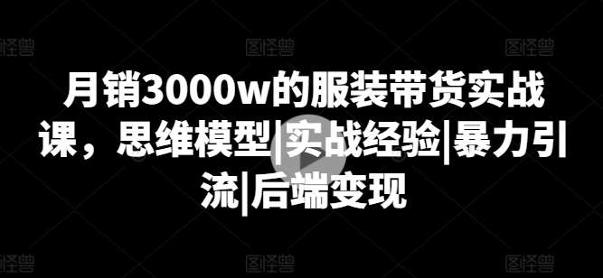 月销3000w的服装带货实战课，思维模型|实战经验|暴力引流|后端变现-知创网