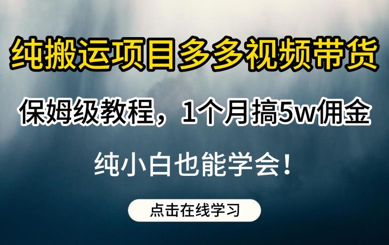 纯搬运项目多多视频带货保姆级教程，1个月搞5w佣金，纯小白也能学会【揭秘】-知创网
