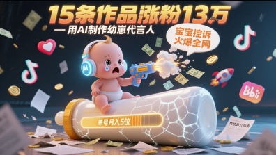 用AI制作幼崽代言人，宝宝的控诉火爆全网，15条作品涨粉13W，单号月入5位数实操教程-知创网