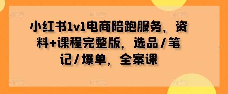 小红书1v1电商陪跑服务，资料+课程完整版，选品/笔记/爆单，全案课-知创网