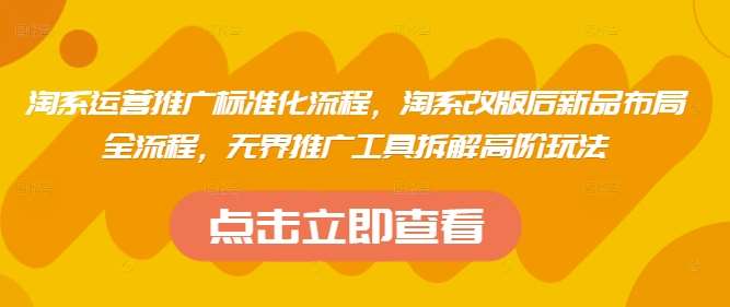 淘系运营推广标准化流程,淘系改版后新品布局全流程,无界推广工具拆解高阶玩法-知创网