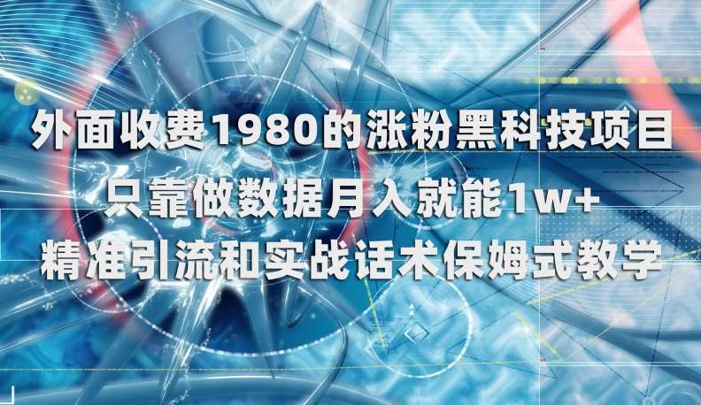 外面收费1980的涨粉黑科技项目，只靠做数据月入就能1w+【揭秘】-知创网