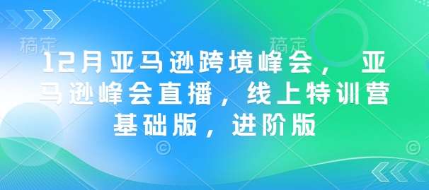 12月亚马逊跨境峰会， 亚马逊峰会直播，线上特训营基础版，进阶版-知创网
