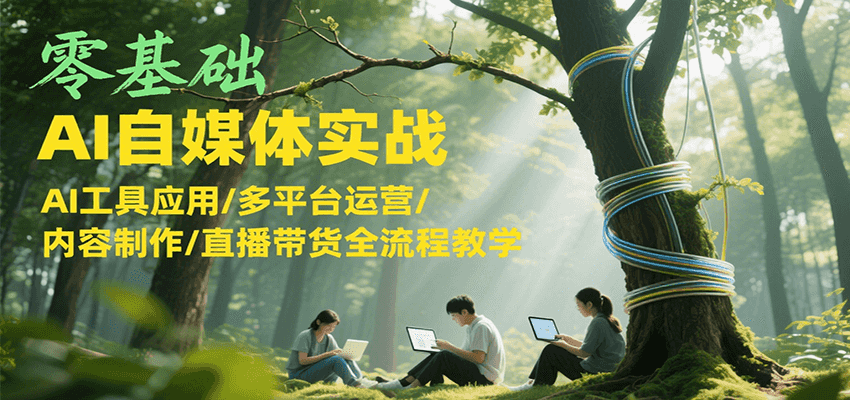 零基础AI自媒体实战，AI工具应用/多平台运营/内容制作/直播带货全流程教学-知创网