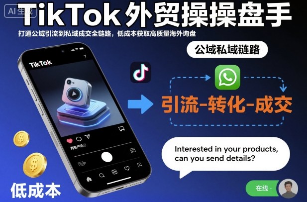 TikTok外贸操盘手，打通公域引流到私域成交全链路，低成本获取高质量海外询盘-知创网