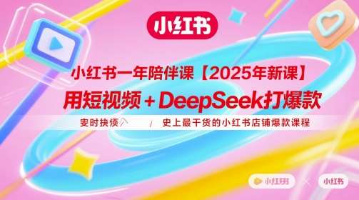 小红书一年陪伴课【2025年新课】，用短视频+deepSeek打爆款，史上最干货的小红书店铺爆款课程-知创网