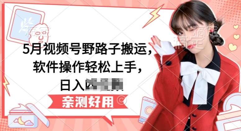 5月视频号野路子搬运,软件操作轻松上手,日入三位数【揭秘】-知创网