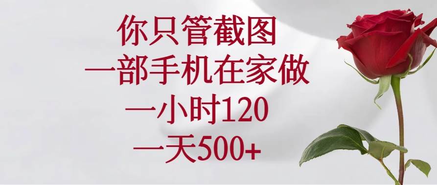 (14248期)你只管截图,一部手机在家做,一小时120,一天500+-知创网